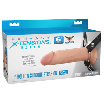 FX Elite 6'' Silicone Hollow Strap-On - Flesh