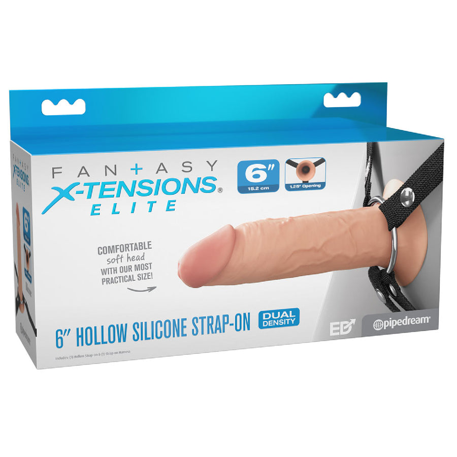 FX Elite 6'' Silicone Hollow Strap-On - Flesh